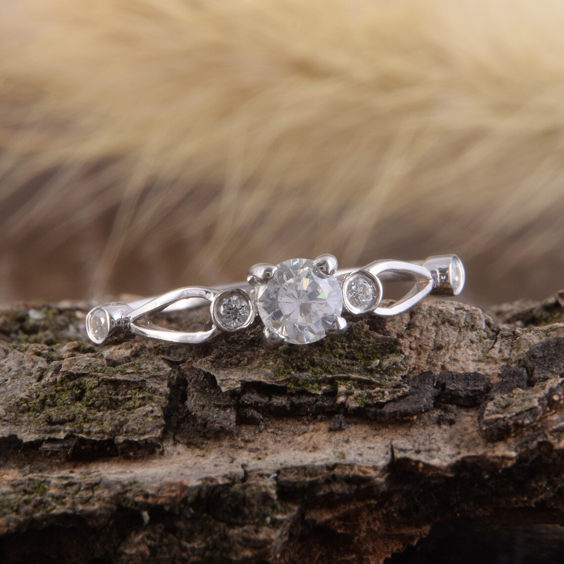 14k white gold art deco diamond promise ring for her Antique | Etsy