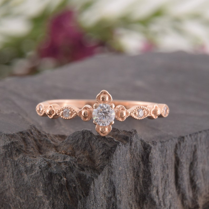 Womens Engagement Ring Art Deco Engagement Ring Antique Engagement Ring,Dainty Engagement Ring,Small Diamond Ring Diamond Engagement Ring