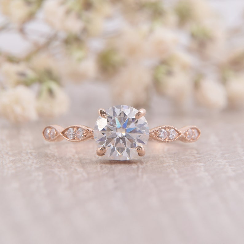 Antique Style Victorian Moissanite Engagement Rings Set Etsy