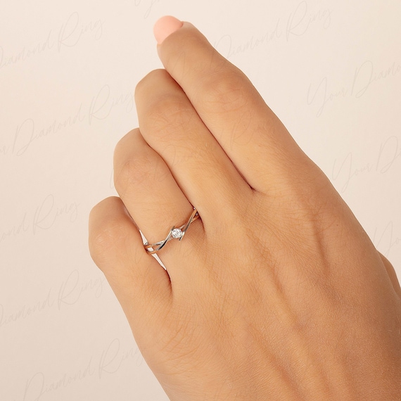 Dainty Diamond Promise Ring for Her, Small Diamond Ring, Unique Gold  Promise Ring, Womens Diamond Ring, Simple Diamond Ring, Twisted Ring -   UK