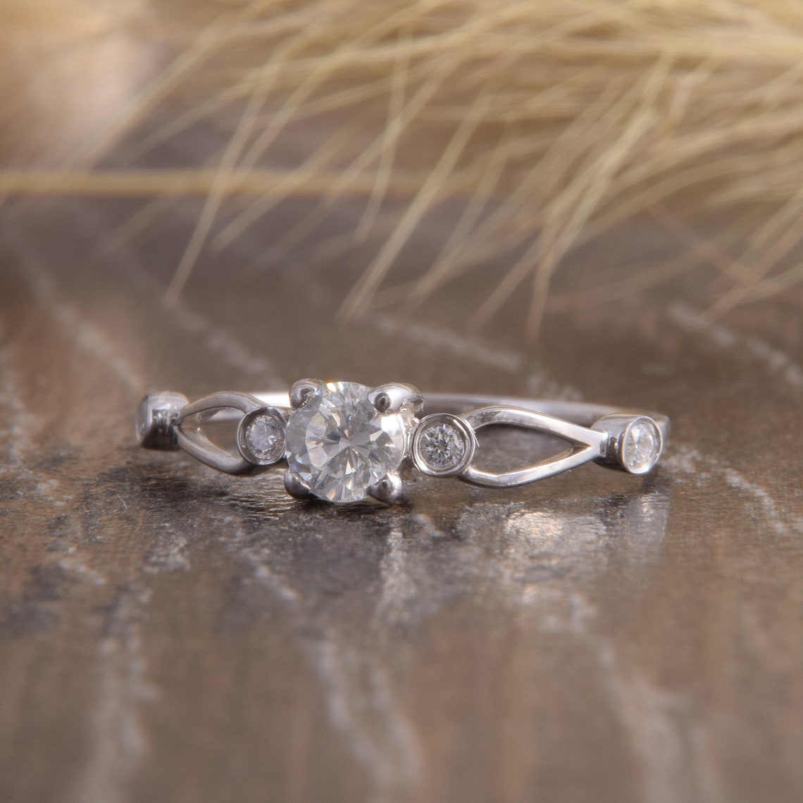 14k white gold art deco diamond promise ring for her Antique | Etsy