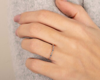 ダイアモンド&ブルーサファイア ハーフエタニティー リング プラチナ PT950 スクエア プレシャスストーン ブルー サファイア ダイヤモンド