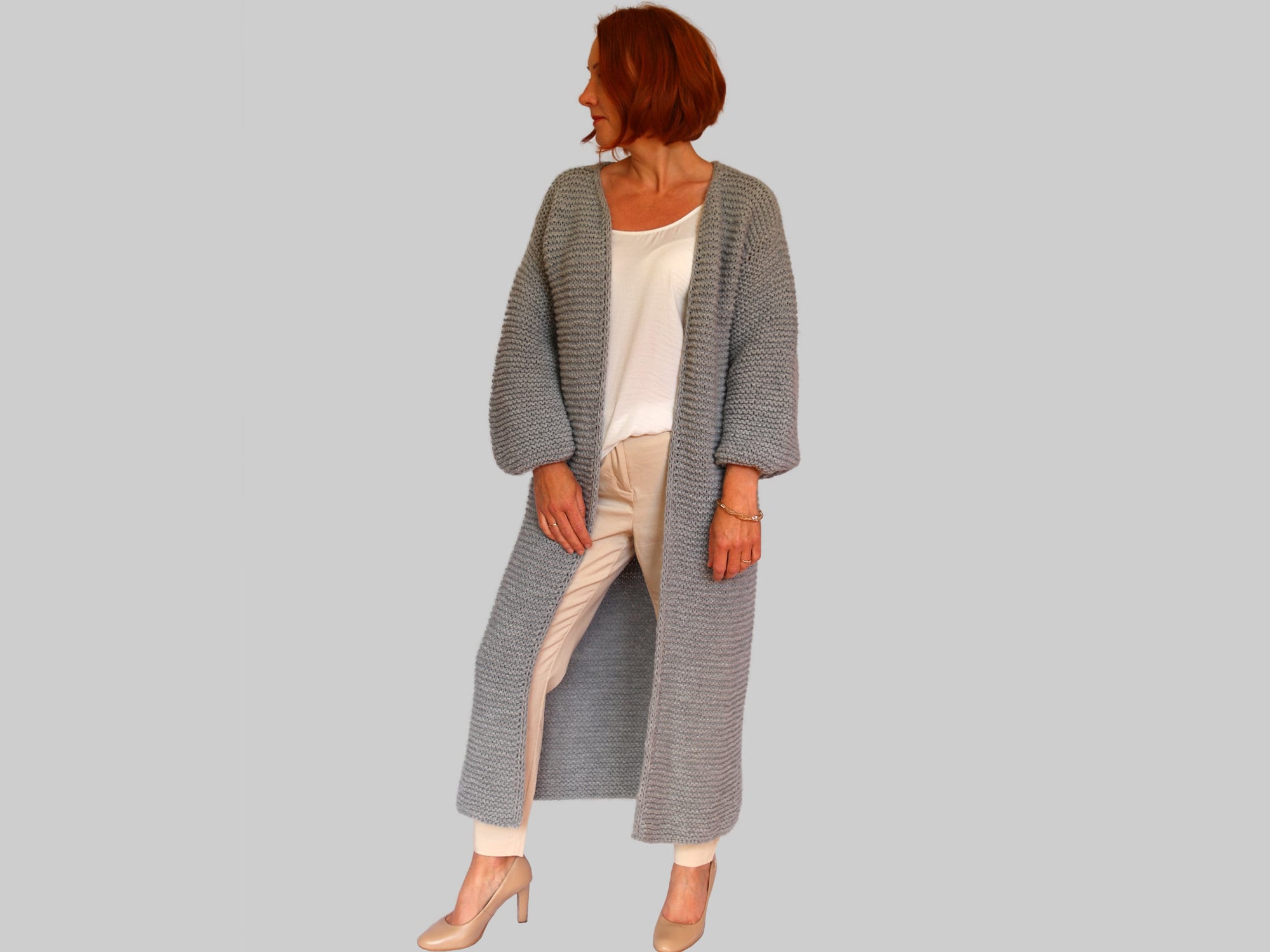 gray duster cardigan sweater