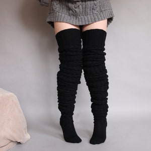 Vegan thigh high socks custom, 250cm/ 100 inches extra long ribbed, over the knee leg warmers, plus size, vegan gift