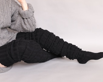 Thigh high socks custom, 230cm/ 90 inches extra long ribbed, over the knee leg warmers