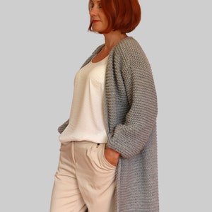 Cardigan duster, long sweater coat, grey, for women
