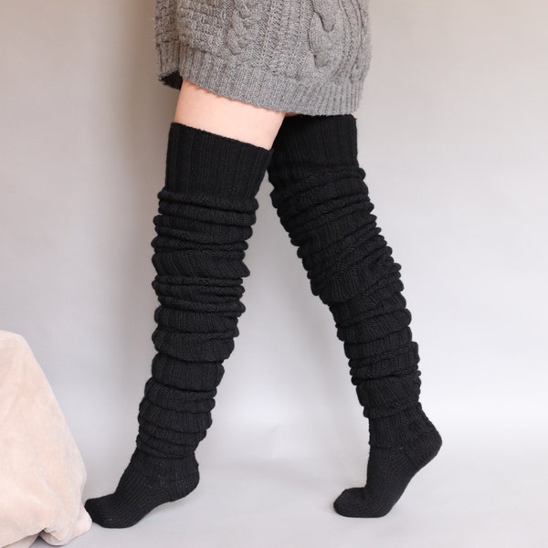 Alpaka Socken, Overknee Socken nach Maß, 400cm, extra lang, über die Knie Stulpen