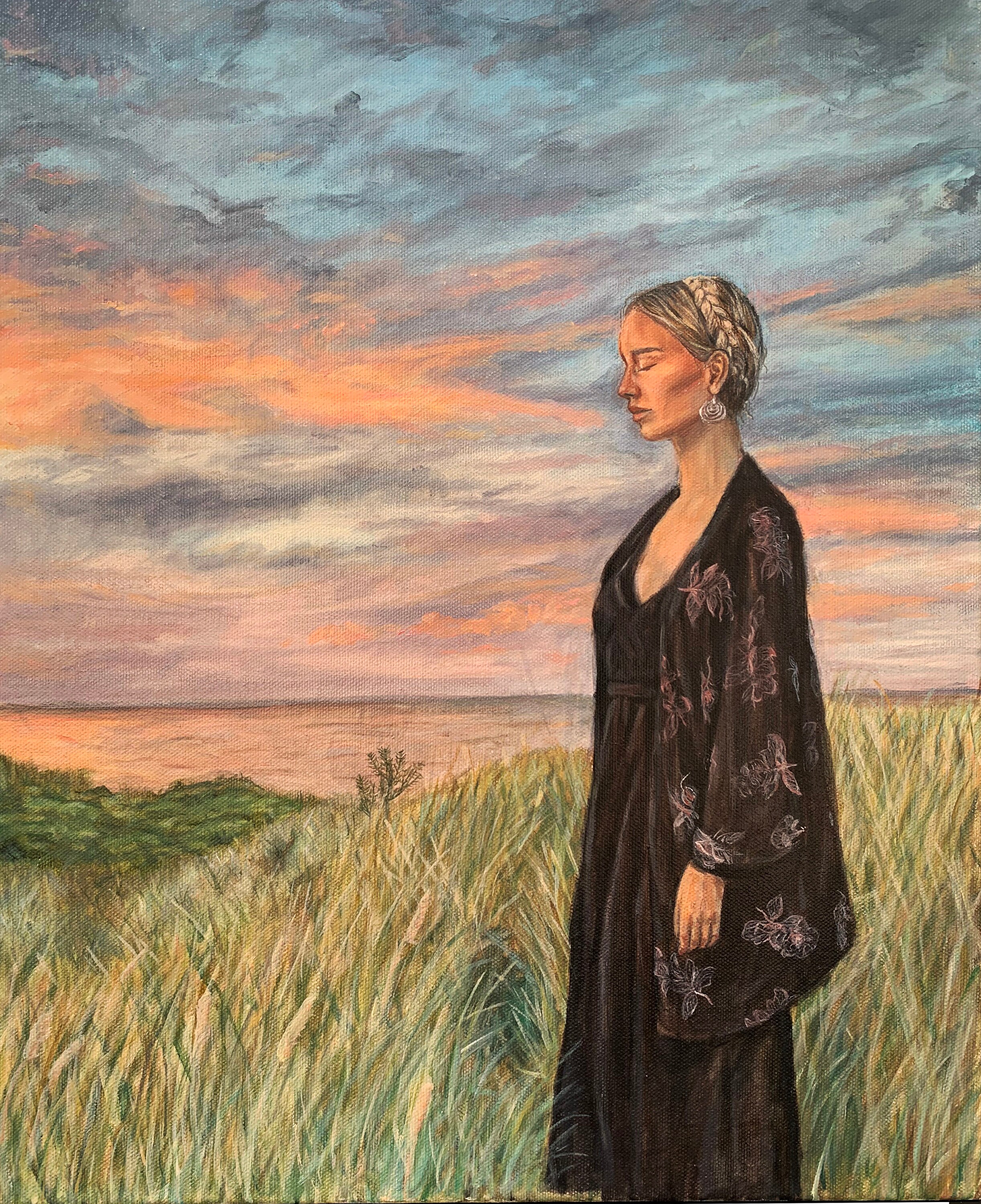 Unique Painting of a Girl During Sunset - Etsy