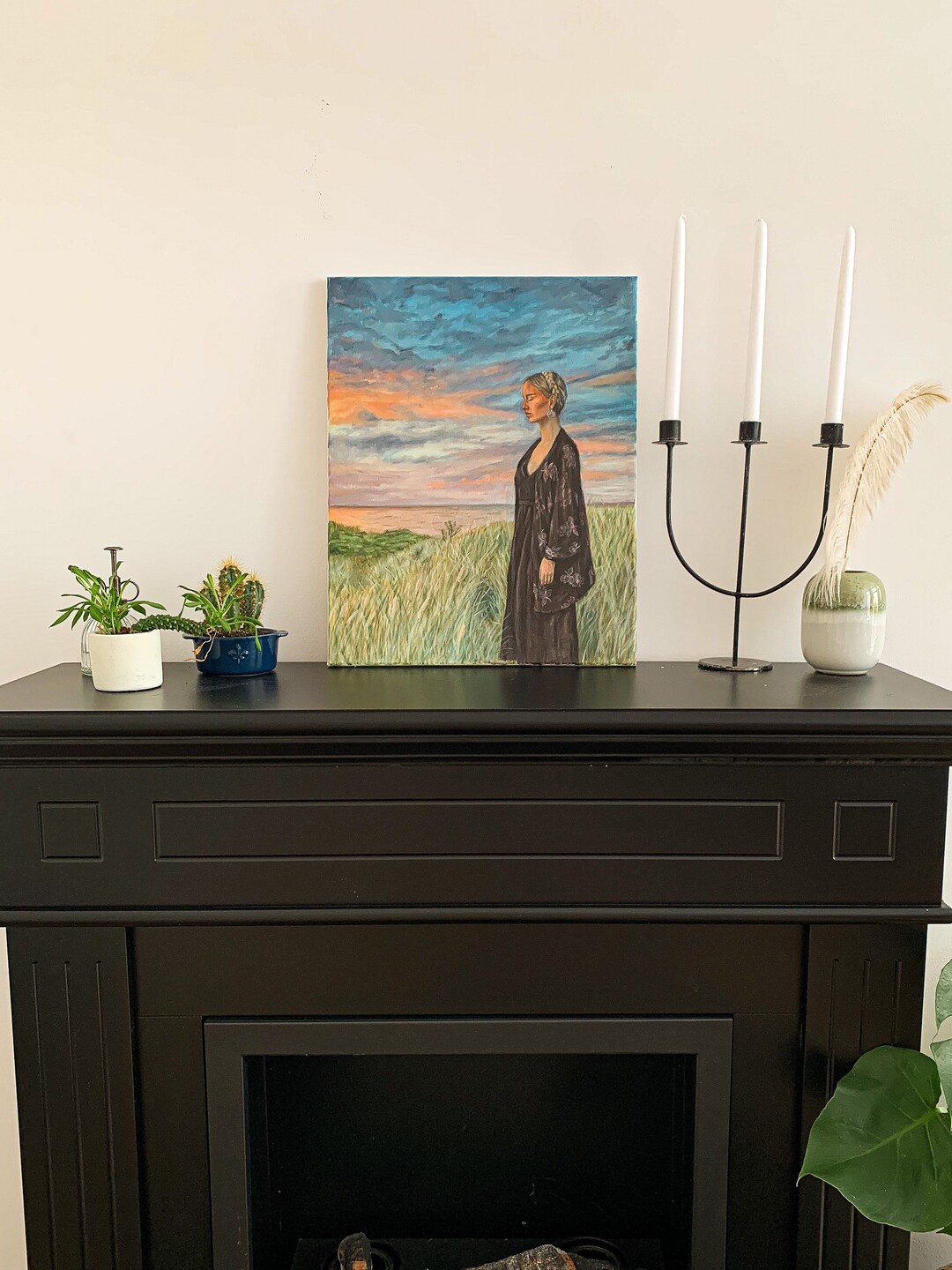 Unique Painting of a Girl During Sunset - Etsy