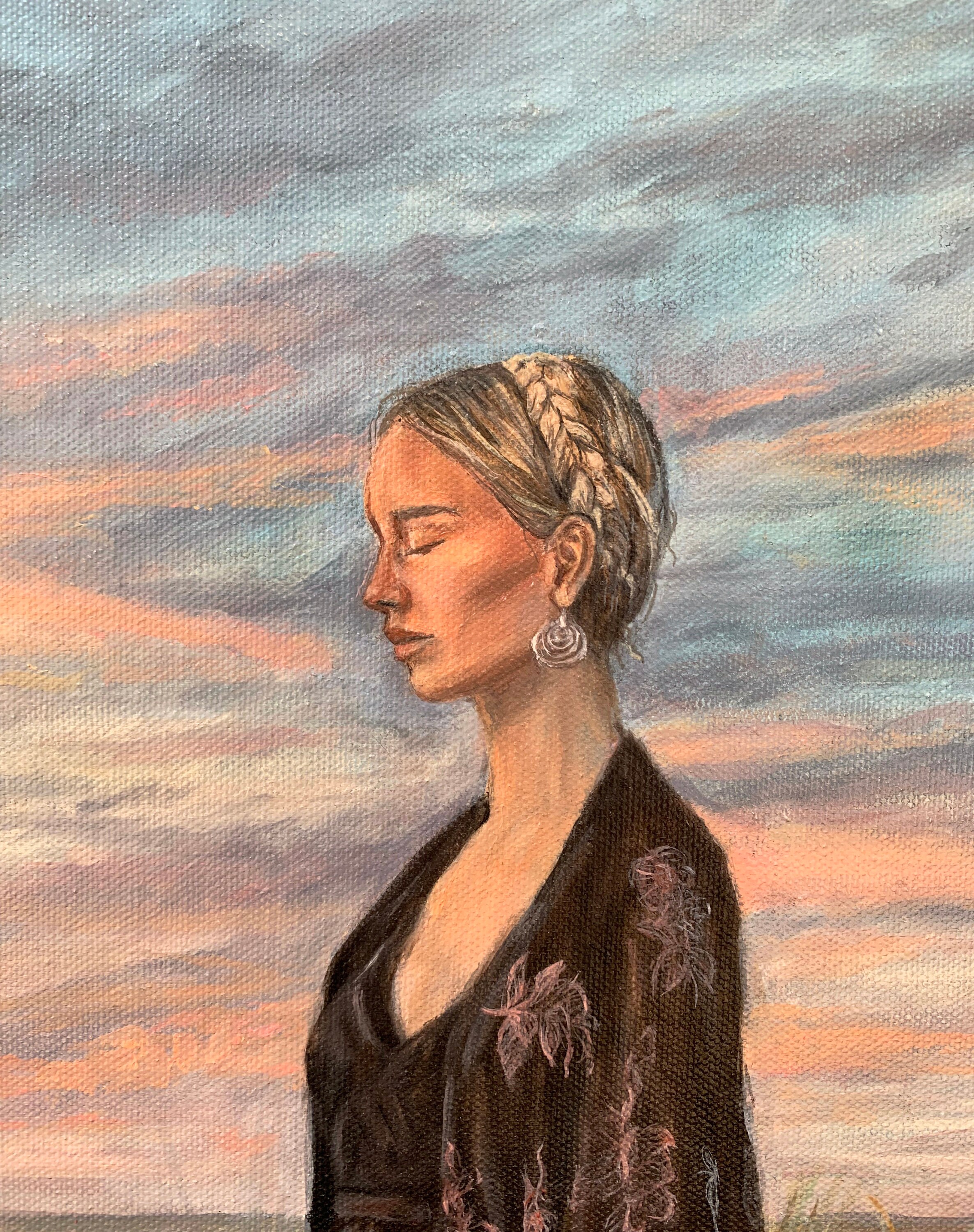 Unique Painting of a Girl During Sunset - Etsy