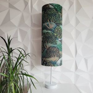 56 cm Hoch Wald Bäume Lampenschirm für Stehlampe Rund E27 Baumwolle Grün Bild 5