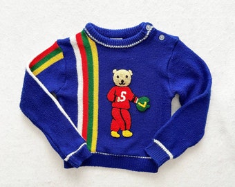 Vintage Sears Football Bear Appliqué Sweater: 18m?