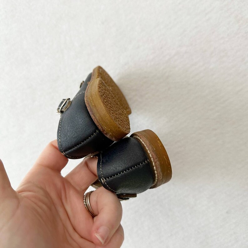 Vintage Unisex Blue Leather T Strap Dress Shoes Etsy