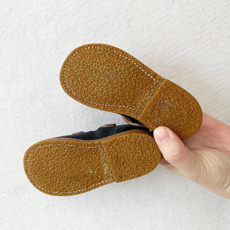 Vintage Unisex Blue Leather T Strap Dress Shoes Etsy