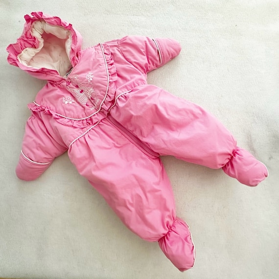 Vintage Oshkosh Baby Bgosh Teddy Bear Embroidered Bunting Suit 0