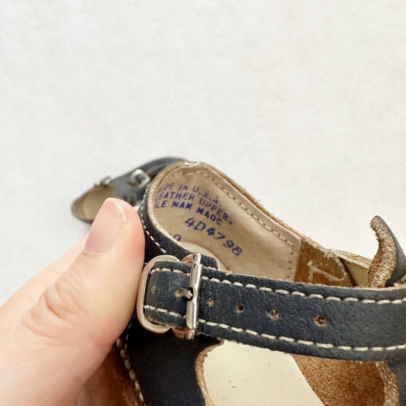 Vintage Unisex Blue Leather T Strap Dress Shoes Etsy