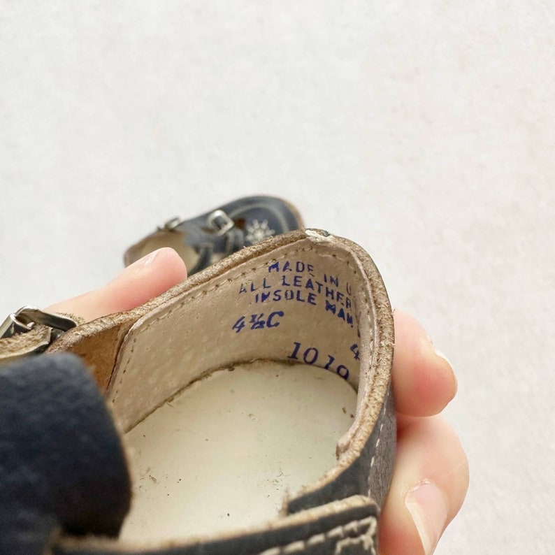 Vintage Unisex Blue Leather T Strap Dress Shoes Etsy