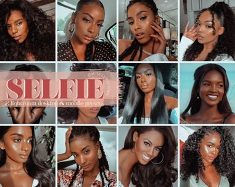 2 ajustes preestablecidos para selfies con efecto mágico para chicas negras/Mejores ajustes preestablecidos para brillo de melanina en dispositivos móviles y computadoras de escritorio, Ajustes preestablecidos para piel morena oscura, Ajuste preestablecido para influencers blogueras, Ajuste preestablecido para bronceado