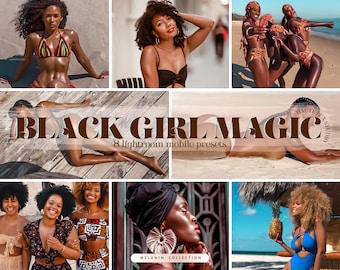 8 Black Girl Magic Presets| Melanin Poppin Presets, Lightroom Mobile Presets, Brown Skin Blogger Girl, Dark Brown Skin Presets for Melanin