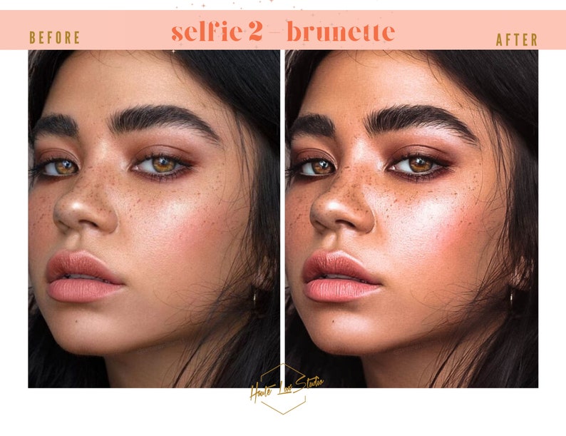 Puede incluir: Foto antes y despu&eacute;s de una mujer con cabello casta&ntilde;o. La foto antes muestra a una mujer con pecas y piel natural. La foto despu&eacute;s muestra a una mujer con un tono de piel m&aacute;s uniforme y un brillo sutil.