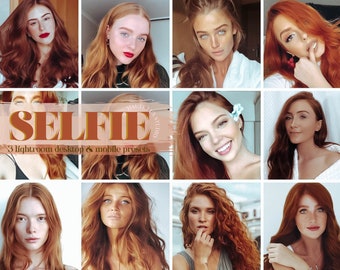 3 Ajustes preestablecidos de SELFIE para dispositivos móviles y de escritorio/ Los mejores ajustes preestablecidos de Ginger Redhead Lightroom Belleza Instagram Influencer Glow Hair Maquillaje Ajustes preestablecidos Salón Ajustes preestablecidos