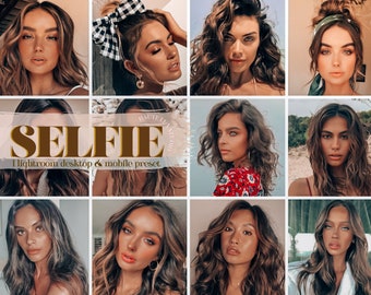 Ajustes preestablecidos de Selfie para dispositivos móviles y de escritorio/Retro de brillo de piel Ajustes preestablecidos de Lightroom Ajustes preestablecidos de Instagram Ajustes preestablecidos de Selfie de Blogger Ajustes preestablecidos de bronceado Ajustes preestablecidos de morena