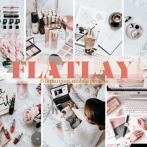 Flatlay Mobile-förinställningar, 6 Lightroom-förinställningar, Blush-förinställningar, Flatlay-förinställningar, Blogger- och Instagram-förinställningar för att förbättra foton