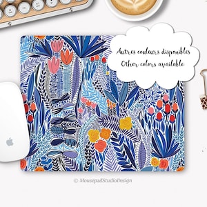 Tapis de souris fleurs tropicales, Tapis de bureau fleurs abstraites, Tapis de souris jungle urbaine, Accessoire informatique, Déco bureau