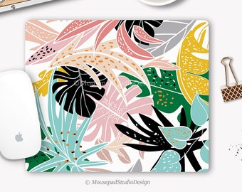 Botanical mouse pad, Foliage mouse pad, Plant mouse pad, Plant mouse pad, Office gift, Office decoration