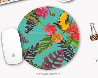 Feuilles Plantes coeurs fleurs /& oiseaux Tapis de souris//Pad /& Coaster