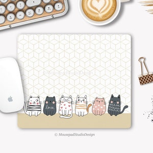Lustiges Kawaii-Katzen-Mauspad, rechteckig oder rund, rutschfest, perfekt für Ihren Arbeitsplatz oder als Geschenk