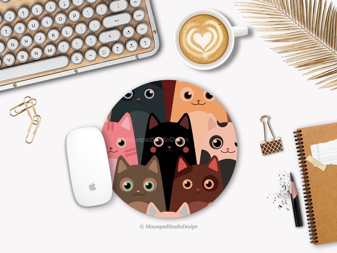 Mouse Pad Cats Animal Mouse Pad Round Mouse Pad Office Etsy UK