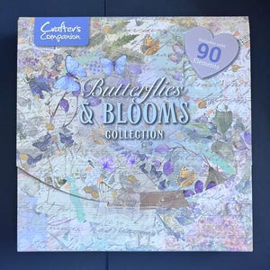 Kit de artesanato com matrizes, carimbos de borracha, papéis para scrapbooking, cartões e diário, borboletas e flores, presente de artesanato para para-choques