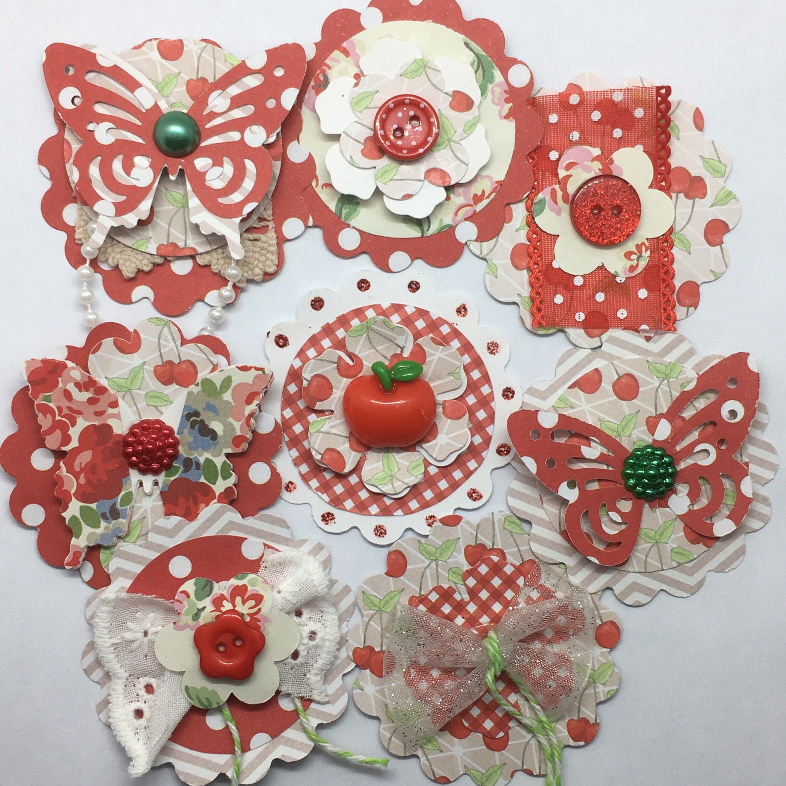 X8 Handmade Paper Flower Embellishments for Scrapbooking Card Etsy