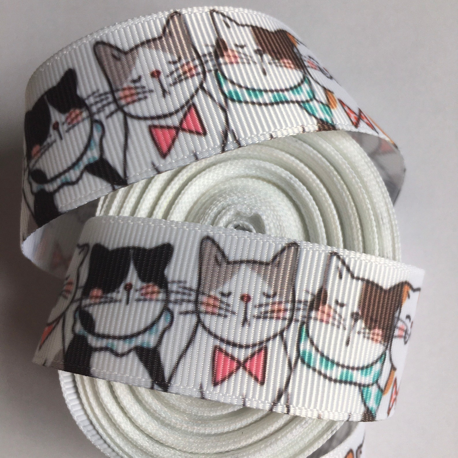 2m Cat Ribbon 25mm cats grosgrain ribbon 1 inch cute cat Etsy