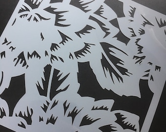 Floral & Leaf Stencil: Modern Abstract Design