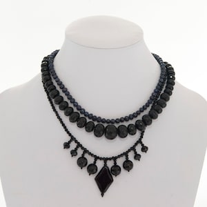 Black onyx collar necklace,black crystal necklace, black stone necklace, black beaded necklace,black choker necklace,short necklace,handmade