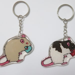 Portachiavi ratto personalizzato dipinto a mano Fancy Rat Charm Made to Order