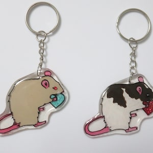 Custom Rat Keychain Hand Painted Fancy Rat Charm Made to Order