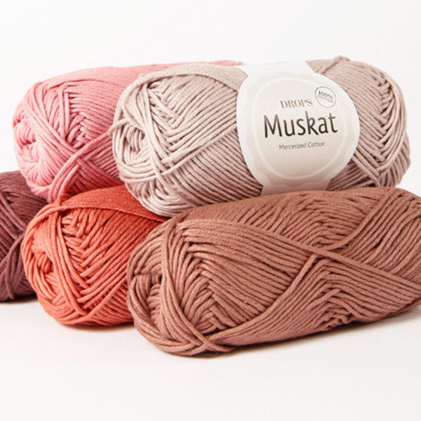 Drops Cotton DK Yarn - Muskat Egyptian Mercerised Cotton Yarn - Crochet Knitting Amigurumi - All Colours Available