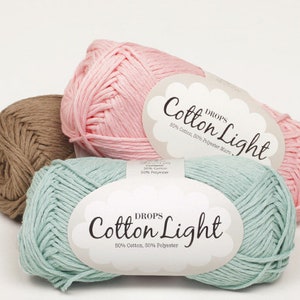 Garnstudio DROPS Cotton Light DK yarn 50g, Summer Yarn, 8ply, DK/Worsted - All Colours Available