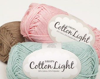 Garnstudio DROPS Cotton Light DK Garn 50g, Sommergarn, 8fach, DK/Kammgarn - Alle Farben verfügbar