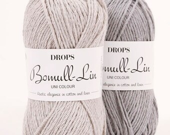 DROPS Bomull-Lin Yarn Cotton and Linen Mix Yarn Hand Knitting and Crochet Natural Yarn - 50g Balls 93yds/85m