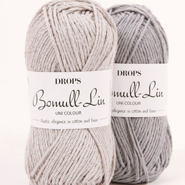 DROPS Bomull-Lin Yarn Cotton and Linen Mix Yarn Hand Knitting and Crochet Natural Yarn - 50g Balls 93yds/85m