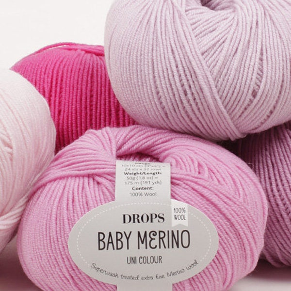 GARNSTUDIO DROPS Baby Merino Superwash Treated Extra Fine Merino Wool 50gr 175m