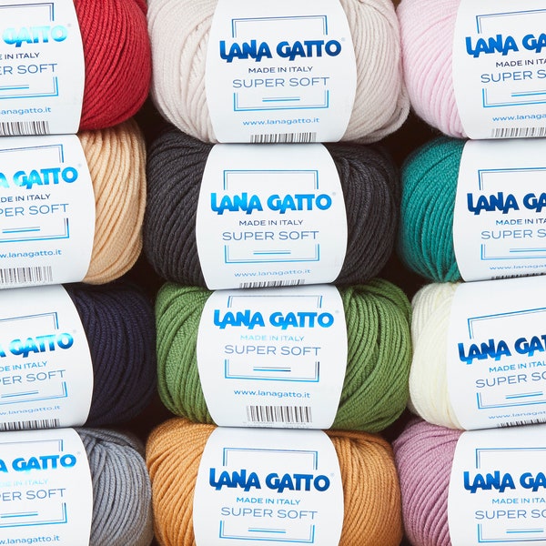 Lana Gatto Fil à tricoter à la main en laine mérinos extra fine super douce - 50 gr pelotes 125 mètres par pelote