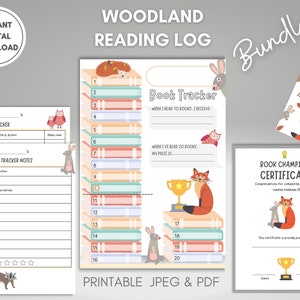 Afdrukbaar leeslogboek voor kinderen, herfstprintables, leesbeloningstabel, kinderboekentracker, leestracker voor kinderen, kinderboekenlogboek, printables voor kinderen