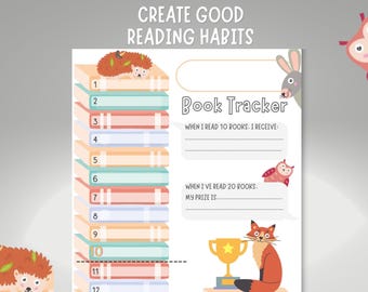 Woodland Reading Tracker Bundle, Kids Book Log, Printable (Digital Download)