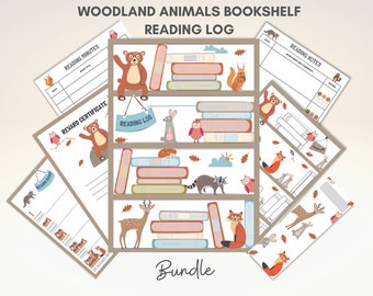 Woodland Animals Reading Log Bundle, Kids Printable (Digital Download)