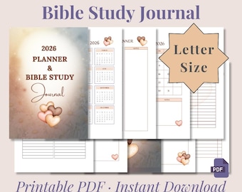 2026 Planner and Bible Study Journal Printable Letter Size | Christian Planner 2026 | Prayer Journal, Devotional & Faith Planner PDF